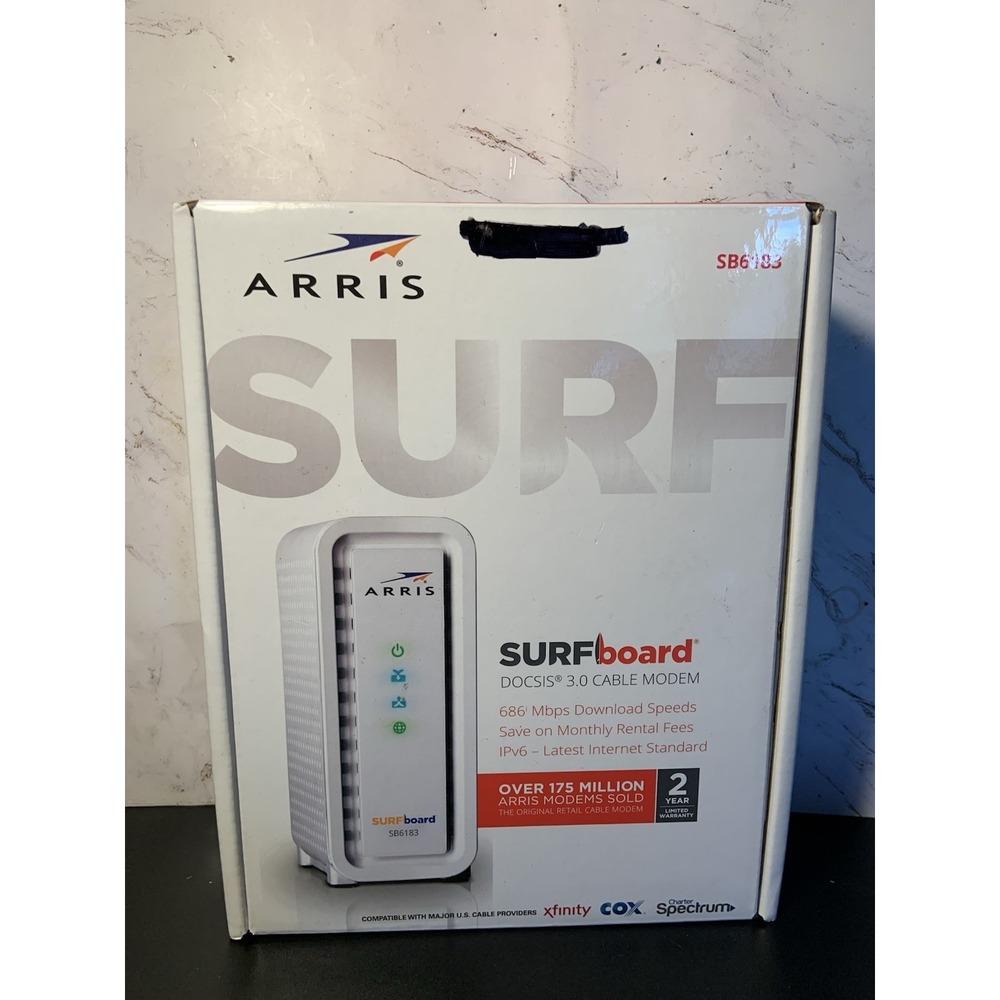 ARRIS SURFboard SB6183 Cable Modem 16x4 Channels DOCSIS 3.0 White Open‎ Box New